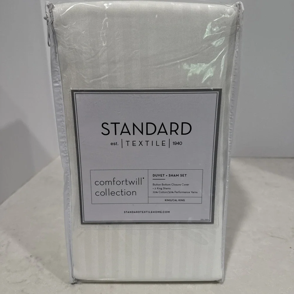Standard Textile Linen Duvet Set King/Cal King Off White Duvet Cover + Sham set